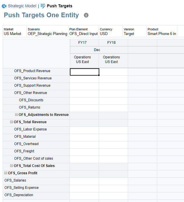 Push Bottom Up Plan One Entity form before calculating