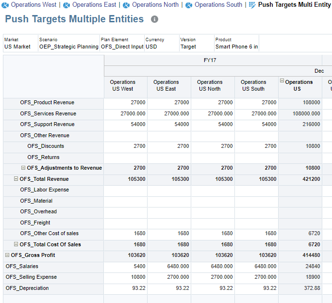 Push Targets Multiple Entities form after calculating