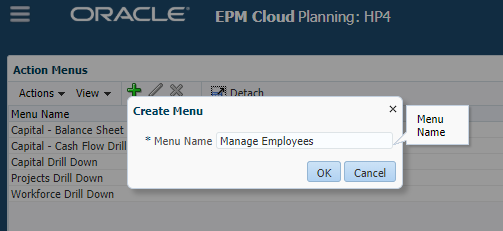 Create Manage Employees Action Menu