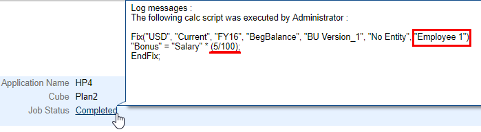 Calculation script created by the Groovy template