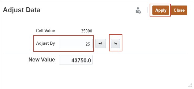 Adjust Data Dialog Before Adjust