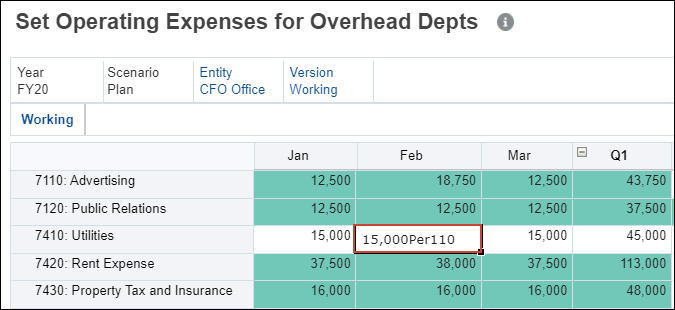 Expense form before typing quick command Per