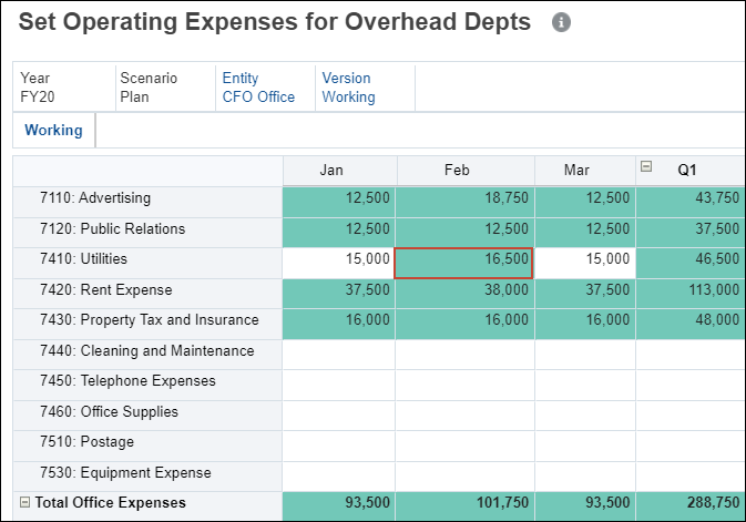 Expenses form after using quick command per