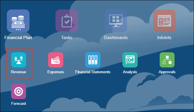 Home page with Revenue Highlighted