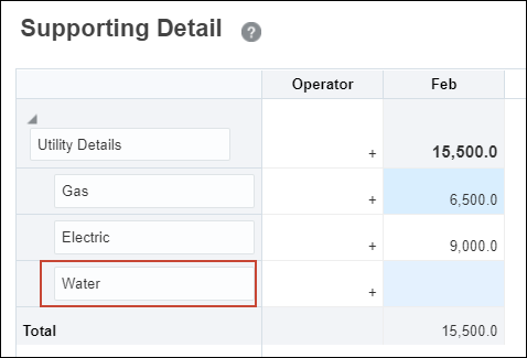 Supporting Detail Dialog with Untitiled row Highlighted