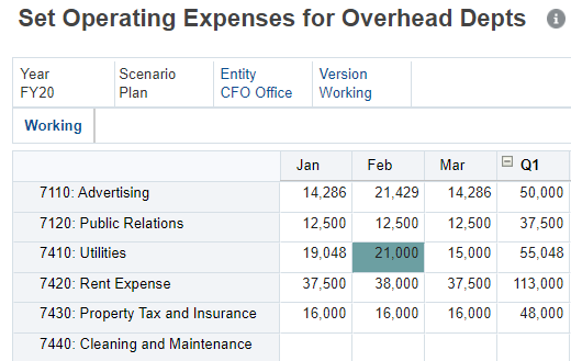 Expense form with Supporting Detail Displayed