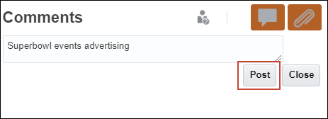 Comments Dialog after entering comment