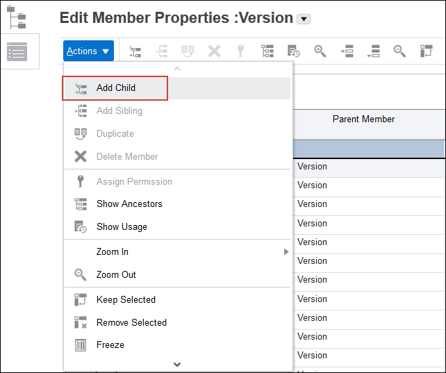 Edit Member Actions Menu
