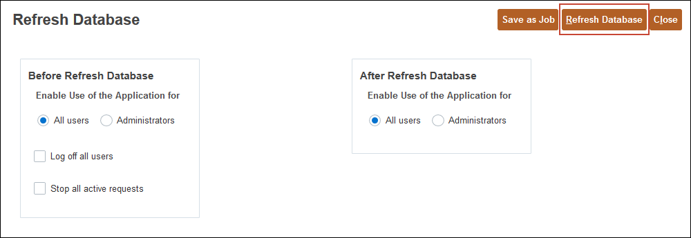 Refresh Database click Refresh Database