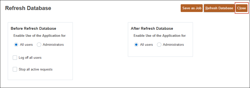Refresh Database Click Close