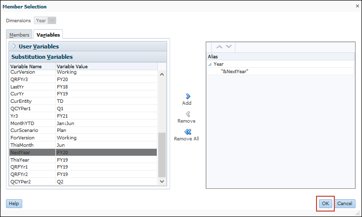 Member Selector Dialog with Year Selected