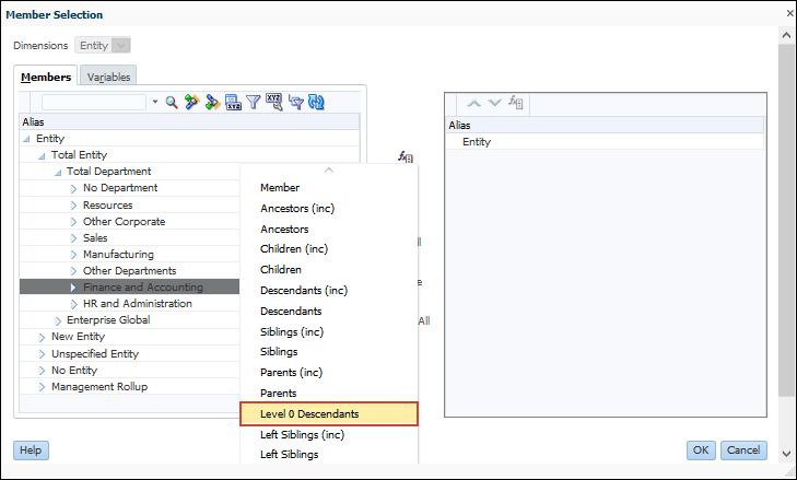 Member Selector Select Level 0 Descendants