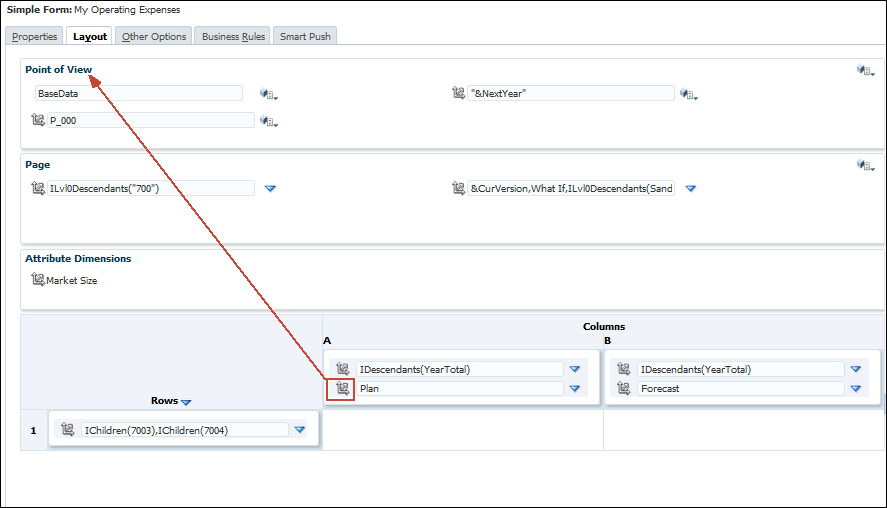 Layout Tab with Scenario Selected