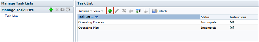 Manage Task Lists Page