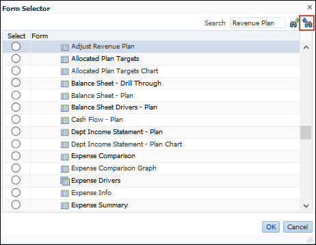 Form Selector Dialog