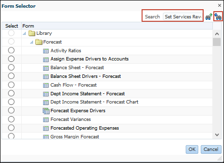 Form Selector Dialog