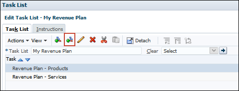 Edit Task List with Add Sibling Highlighted