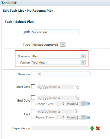 Edit Task with Version Drop Down