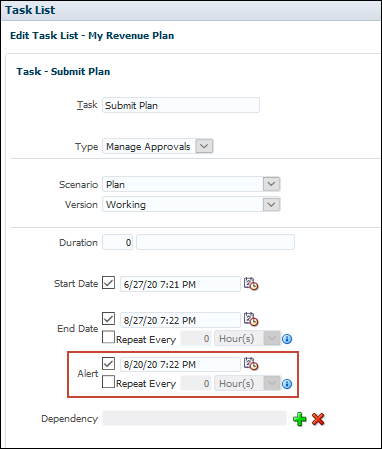Edit Task with Alert Highlighted