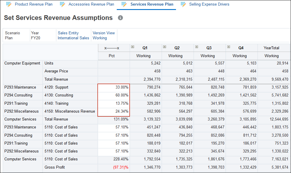 Services Revenue Assumptions Form