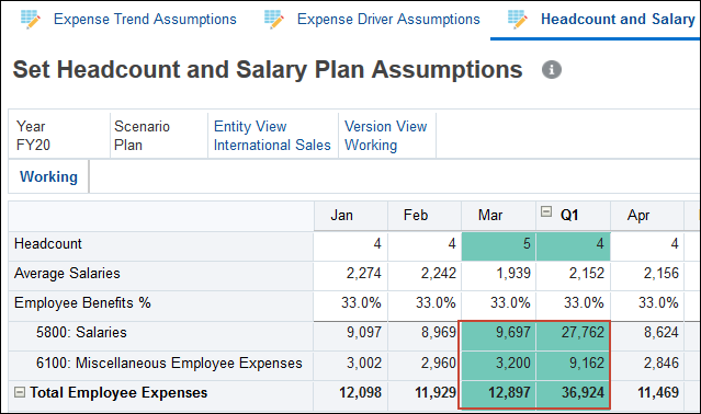 Set Headcount and Salary Plan Assumptions after saving