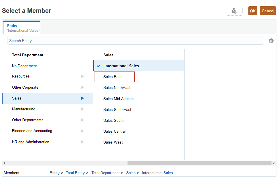 Select a Member dialog