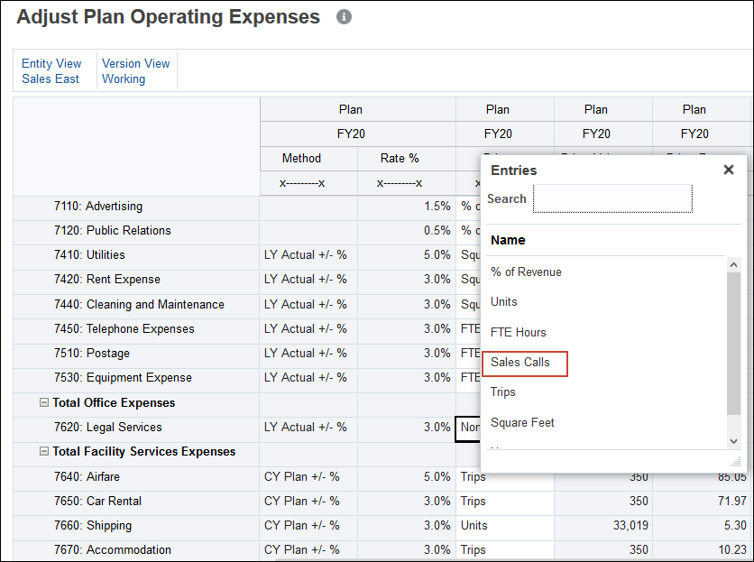 Adjust Plan Operating Expenses with Smart List