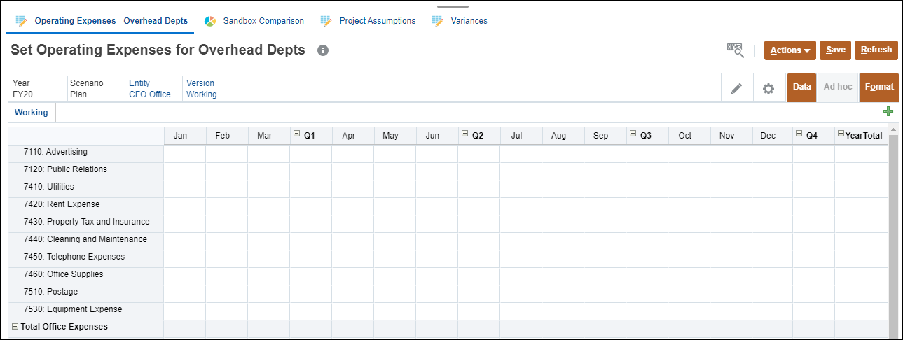 Expense form for CFO Office