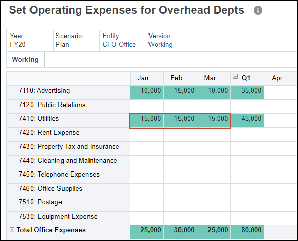 Entering Utilities Data