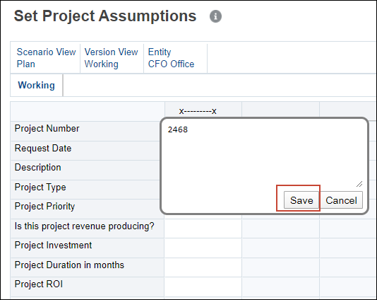 Project Number Dialog Before Save