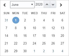 Calendar before selection