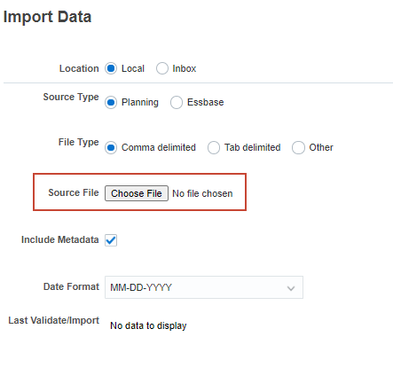 Browse to select file