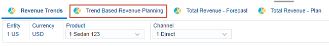Trend Based Revenue Planning tab