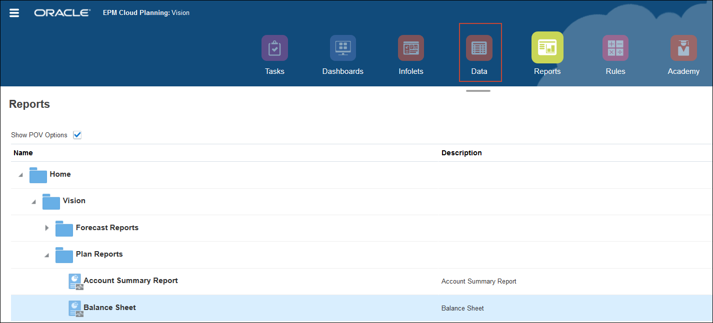 Home Page with Data Highlighted