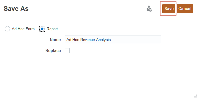 Save As Dialog with Report Selected