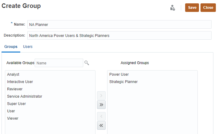 Create Group dialog box
