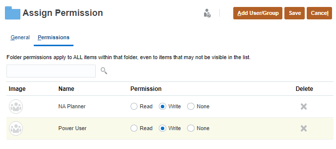 Assigning permission types