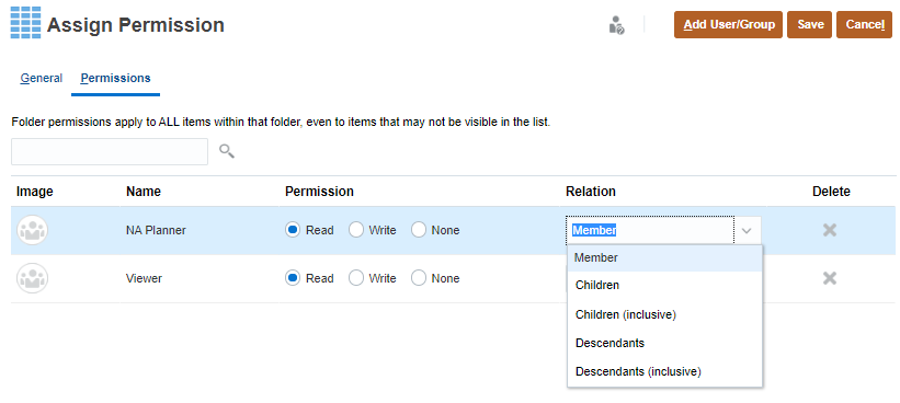 Assigning permission types