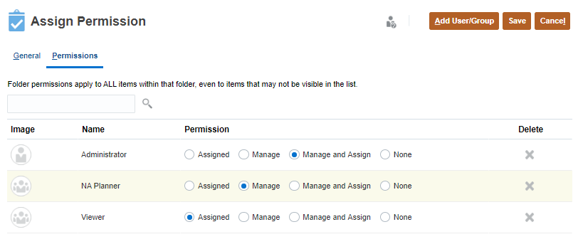 Assigning permission types