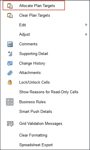 Actions Menu