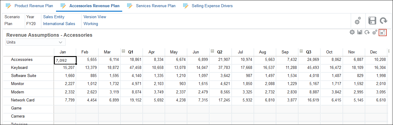 Accessories Revenue Plan Form