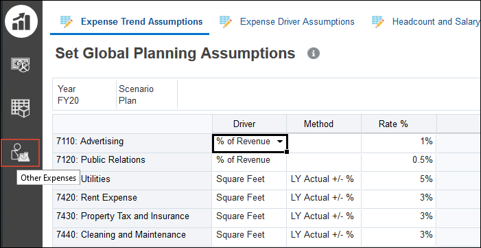 Expense Trend Assumptions Form