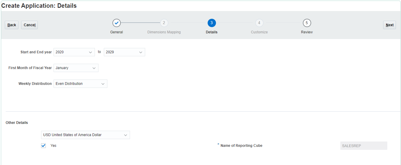 Time period and year selections