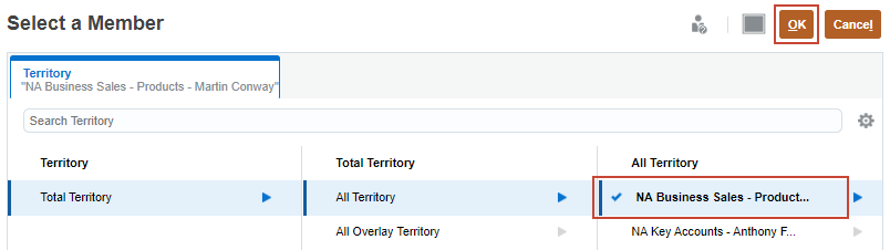 Selecting territory members