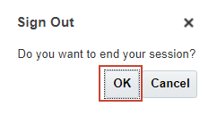 Sign Out Confirmation Message