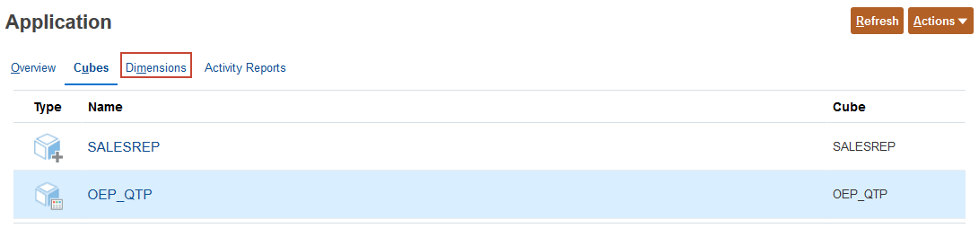 Select Dimensions tab
