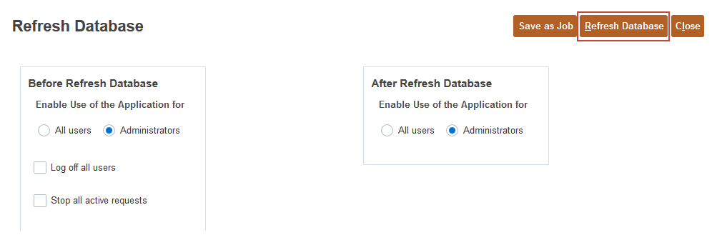 Refresh database dialog