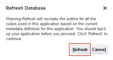 Refresh database confirmation