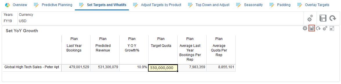 Enter Plan Target Quota
