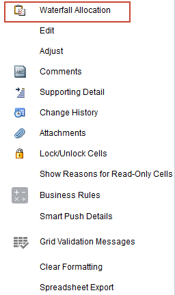 Waterfall Allocation on Menu